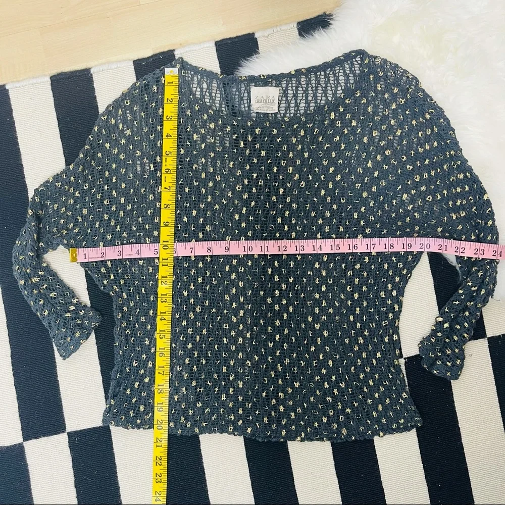 ZARA Trafaluc Collection - Crochet Gold Dots Top M